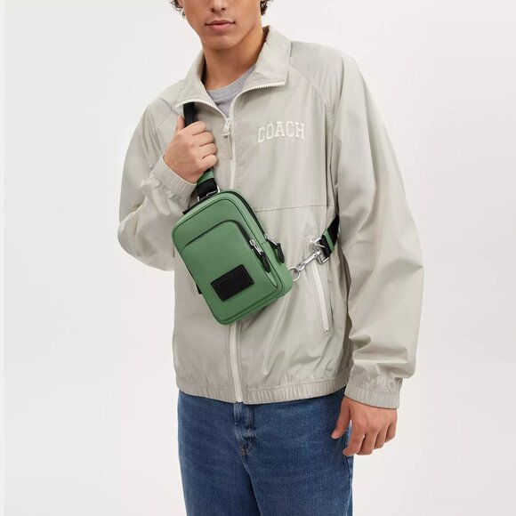 🥰 Coach Track Pack 14 Silver/Soft Green - Picture 3 of 12